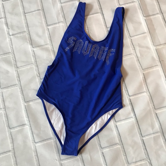 Missguided Blue Bling SAVAGE Onepiece Bathing Suit - Picture 3 of 4